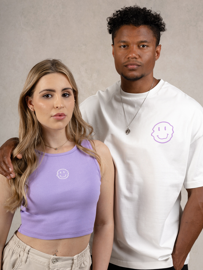 Shirt White purple Smile