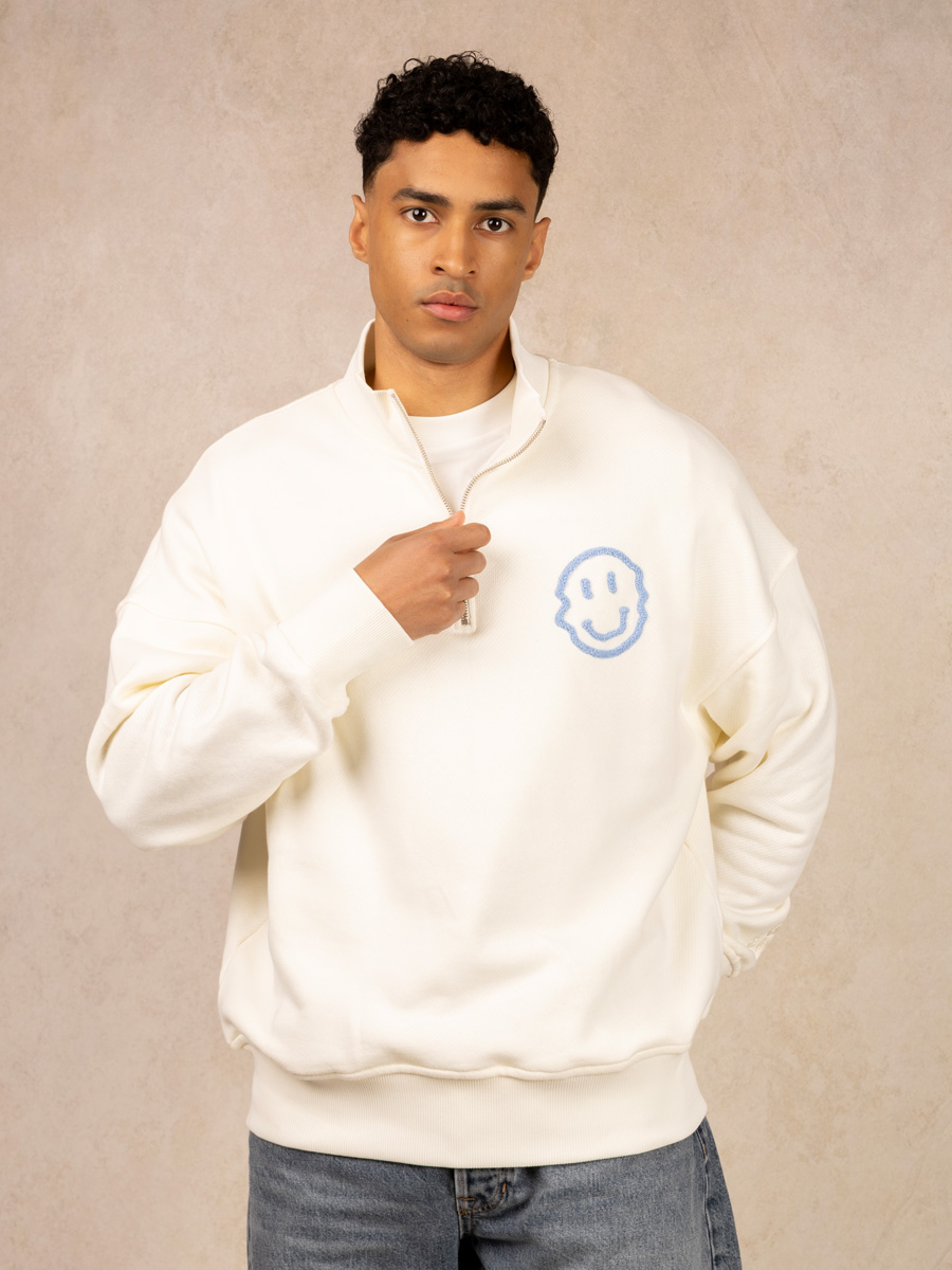 Halfzip Smile White Blue